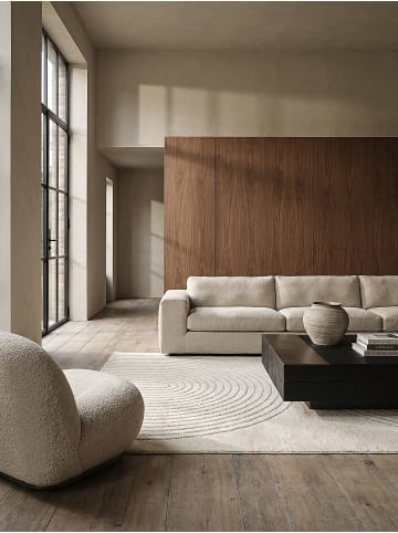 KADIMA DESIGN Teppich rund Geometrisch pflegeleicht Wohnzimmer Schlafzimmer Flur in Creme