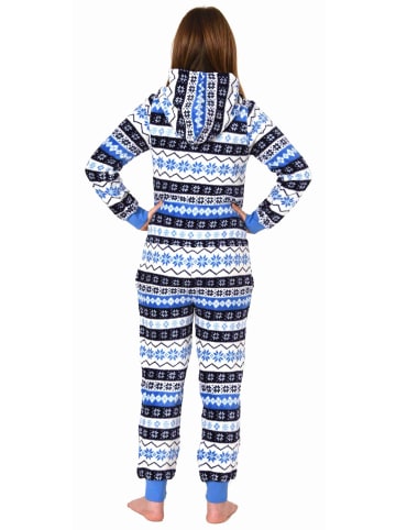 NORMANN Jumpsuit Overall Schlafanzug Pyjama Norweger in blau