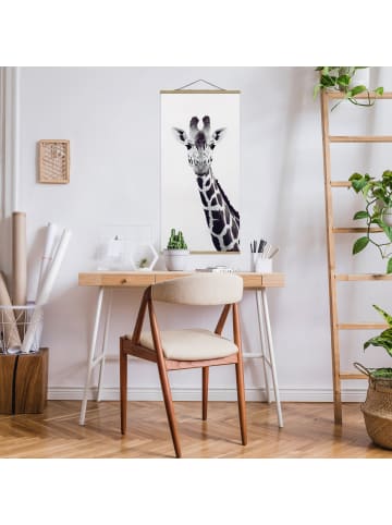 WALLART Stoffbild - Giraffen Portrait in Schwarz-weiß in Schwarz-Weiß