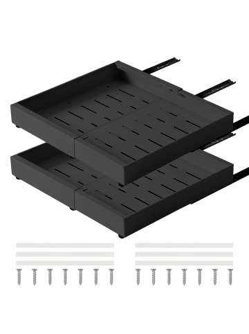 Home Nature Wohnkonzept 2er-Pack Teleskopschublade in Schwarz 32-52x42x6 cm