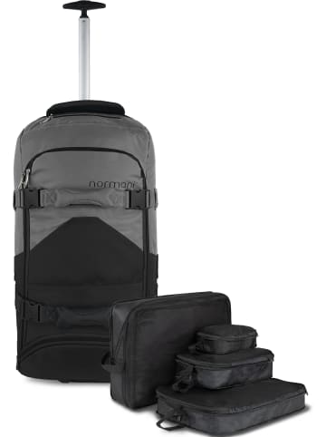 normani Reisetasche mit Rucksackfunktion 90 L mit 4 Kleidertaschen in Schwarz/Grau