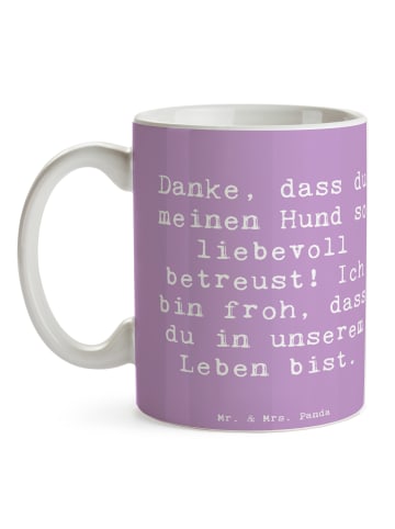 Mr. & Mrs. Panda Kaffeetasse Spruch Danke Hundesitter mit Spruch in Lavendeltraum