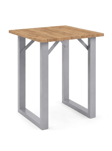 VCM Holz Bartisch Stehtisch Tisch Tresen Xona 80x50 cm in Silber / Honig-Eiche