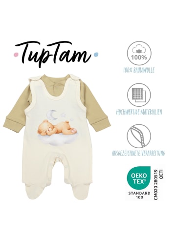TupTam Baby Unisex Strampler-Set mit Aufdruck Spruch 2-tlg in beige/braun
