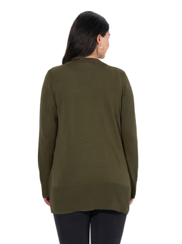 Ulla Popken Strickjacke in dunkel khaki