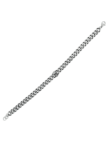 Adeliás Herren Armband – Panzerarmband Totenkopf aus Edelstahl 22,5 cm in silber