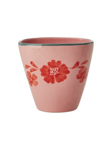 Rice Keramik Becher Handbemalt Blumenmuster in rosa