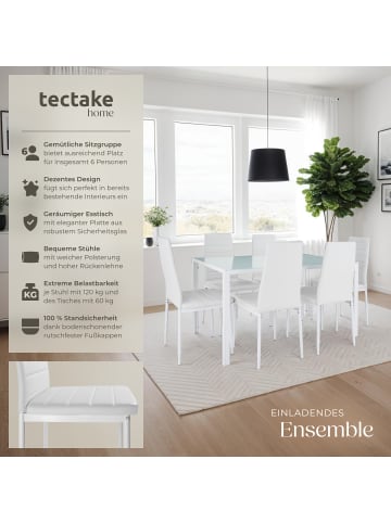 tectake Essgruppe aus Stahl, 7-teilig, bodenschonende Kunststoffkappen