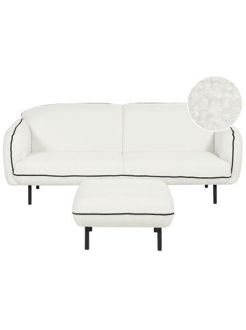 Beliani 2-tlg 3-Sitzer Sofa TONSBERG in Weiß/Schwarz