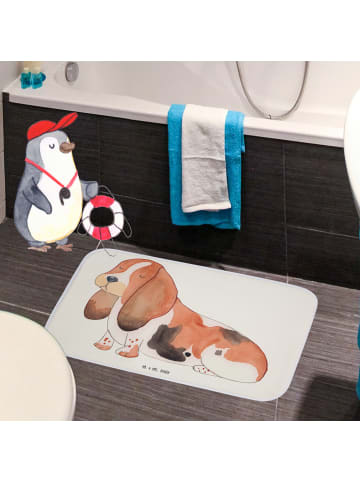 Mr. & Mrs. Panda Badematte Hund Basset Hound ohne Spruch in Weiß