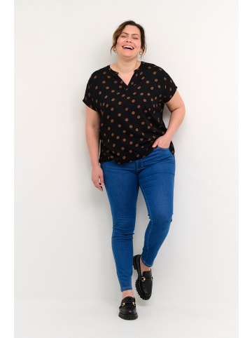 KAFFE curve Kurzarm-Bluse KCanny in Black With Mustang Dot