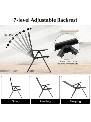 COSTWAY Gartenstuhl Alu in Schwarz