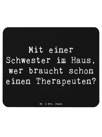 Mr. & Mrs. Panda Mauspad Schwester Glück mit Spruch in Schwarz