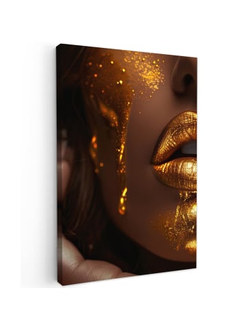 MuchoWow Leinwand bilder Goldenes Gesicht