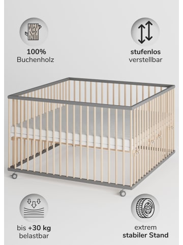 Sämann Sämann Laufgitter mit Matratze SleepPlus - grau/natur - Premium Kollektion