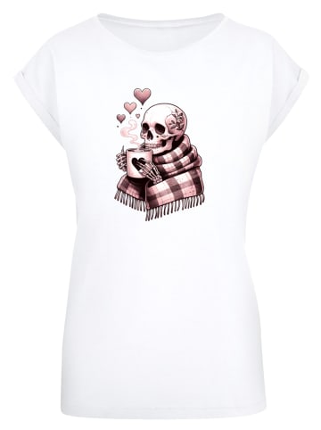 F4NT4STIC Extended Shoulder T-Shirt Cozy Winter Skelett in weiß
