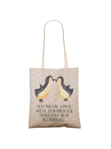 Mr. & Mrs. Panda Einkaufstasche Pinguin Liebe mit Spruch in Grau Pastell