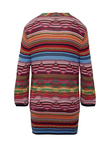 GOLDNER Kurzgröße:  Abstrakt gemusterte Jaquardstrickjacke in offener Schnittform in bunt