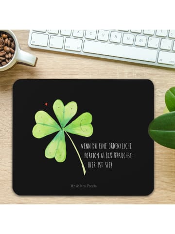 Mr. & Mrs. Panda Mousepad Blume Kleeblatt mit Spruch in Schwarz