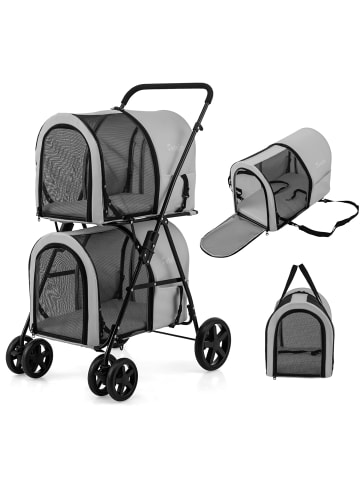 COSTWAY 2 Etagen Hundewagen in Grau