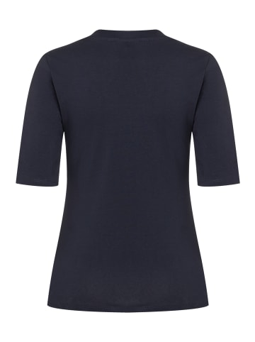 More & More elastisches Kurzarmshirt, V-Ausschnitt in marine
