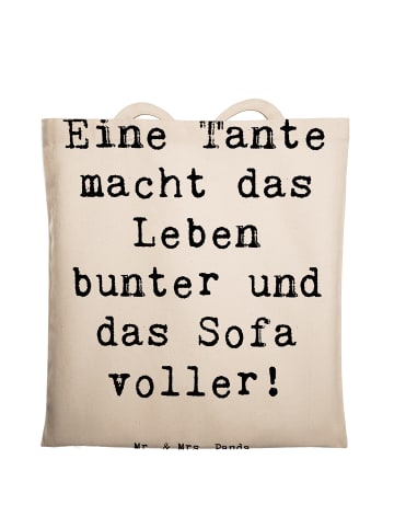 Mr. & Mrs. Panda Tragetasche Bunte Tante mit Spruch in Creme