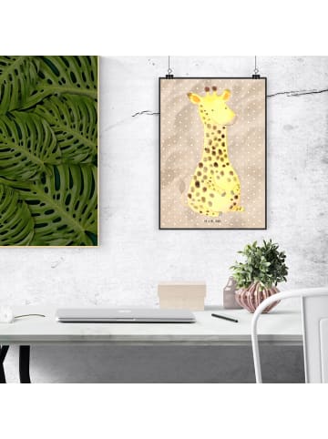 Mr. & Mrs. Panda Bild Giraffe Zufrieden ohne Spruch in Sandig