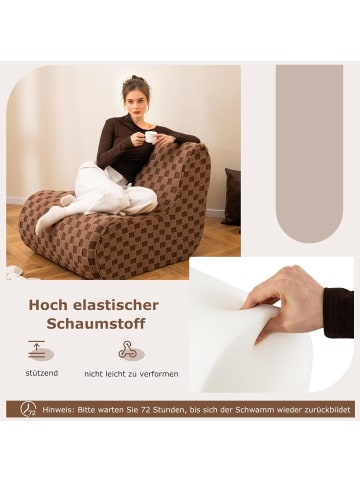 COSTWAY Sitzsack Sessel mit Hocker in Braun