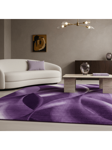 KADIMA DESIGN Teppich Kurzflor Waschbar Wellen INN Strapazierfähig OEKO-TEX in Violett