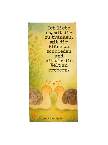 Mr. & Mrs. Panda Badehandtuch Schnecken Liebe Design mit Spruch in Grau Pastell