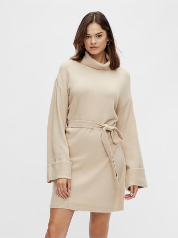 Vila Strick Kleid mit Rollkragen & Bindegürtel VIROLFIE in Beige