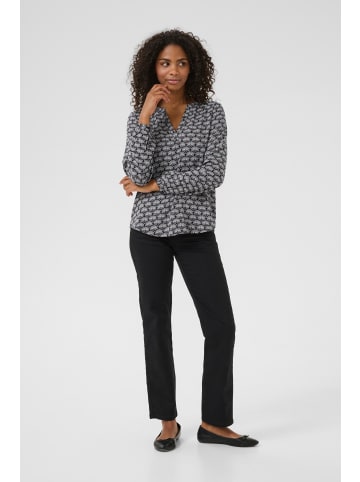 Kaffe Langarm-Bluse KAeva Regular fit in Black/Woodsmoke Fan Print