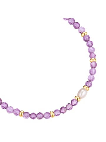 Glanzstücke München Armband aus Edelstahl mit Amethyst Süßwasser-Zuchtperle in gelbgold