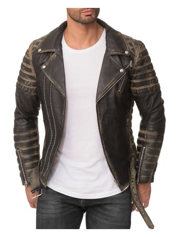 Reichstadt Herren Slim Fit Echtleder Jacke  in Fungi Green