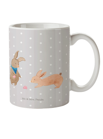 Mr. & Mrs. Panda Kaffeebecher Hasen Muschel ohne Spruch in Grau Pastell