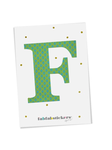 Fabfabstickers Buchstabe "F" aus Stoff in Green-Mix zum Aufbügeln