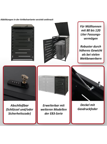 MCW XL 1er-/2er-Mülltonnenverkleidung E83, Anthrazit, Stahl 39kg