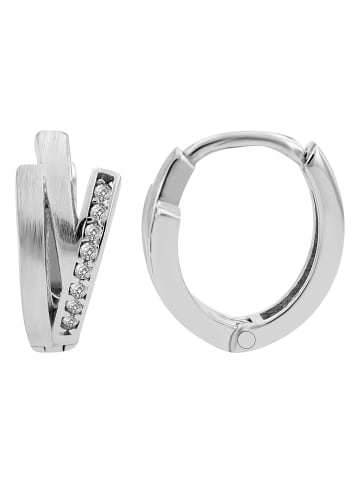 Adeliás Damen Ohrringe – Klappcreole aus 925 Silber mit Zirkonia in silber