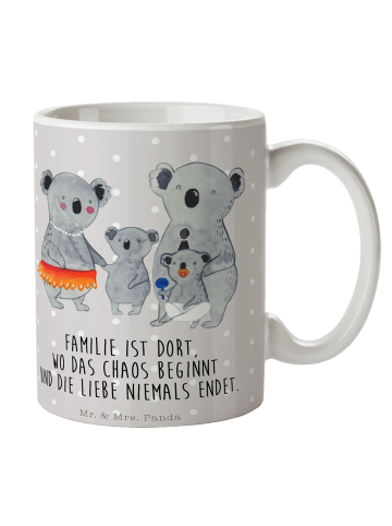Mr. & Mrs. Panda Keramtiktasse Koala Familie mit Spruch in Grau Pastell
