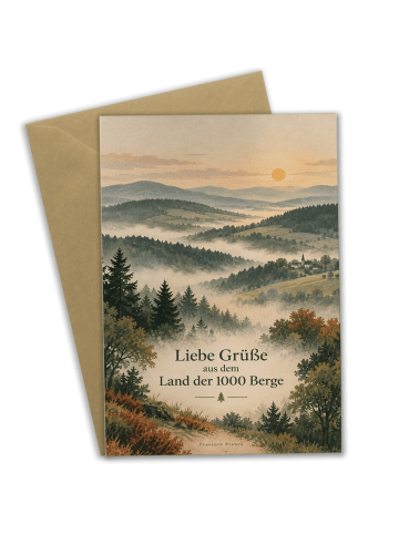 Grußkarte Landschaft stimmungsvoll Design mit S... in Weiß