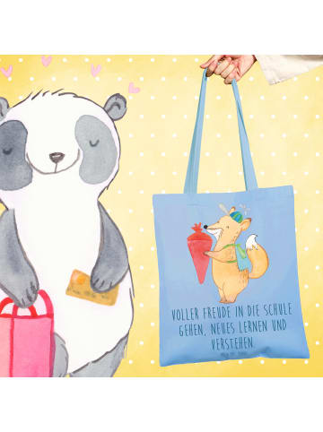 Mr. & Mrs. Panda Umhängetasche Schulanfang Freude mit Spruch in Sky Blue
