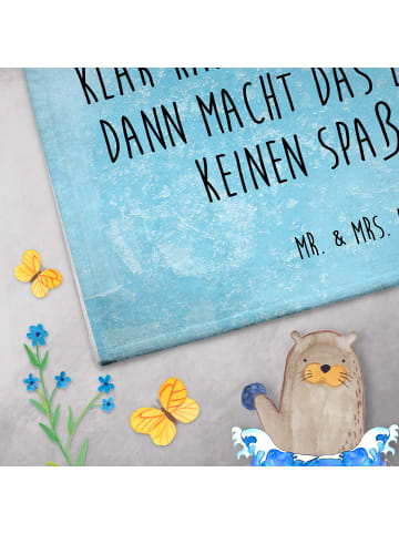 Mr. & Mrs. Panda Gästehandtuch Pinguin Diät mit Spruch in Eisblau