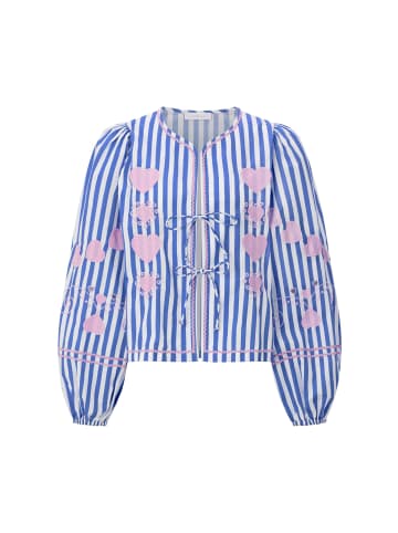 Rich & Royal Striped Embroidery Blouse in Royal Blue