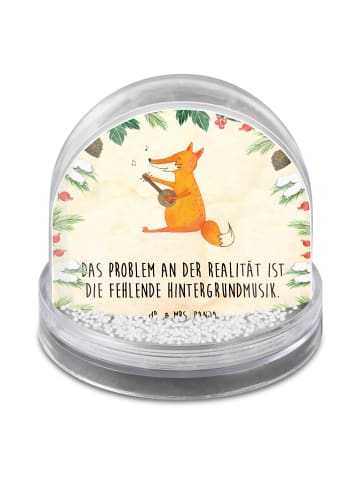Mr. & Mrs. Panda Schneekugel Fuchs Gitarre mit Spruch in Naturpapier