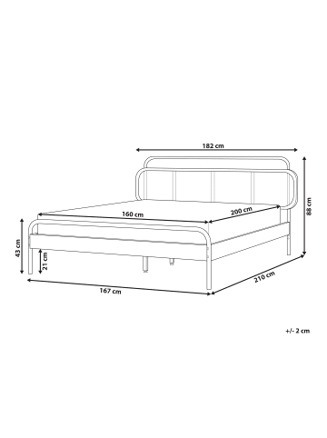 Beliani Doppelbett BOUSSICOURT in Braun/Schwarz - (W) 182 x (H) 88 x (L) 210 cm