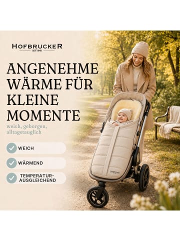 Hofbrucker Lammfell-Fußsäckchen Leni für Babyschale und Kinderwagen in Beige