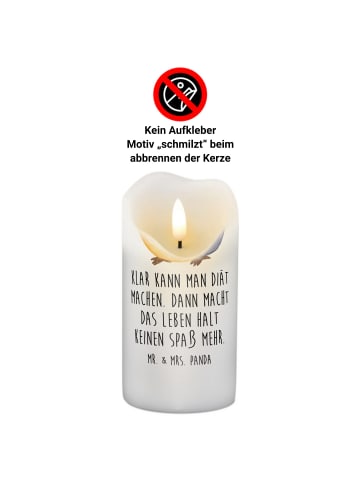 Mr. & Mrs. Panda Kerze Pinguin Diät mit Spruch in Weiß
