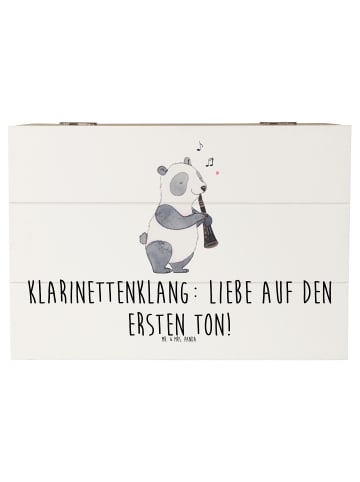 Mr. & Mrs. Panda Holzkiste Klarinette Liebe  mit Spruch in Weiß