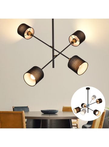 ZMH Pendelleuchte 4-flammige E14 in Schwarz Stoff, vintage drehbare Küchelampe