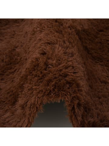 Pergamon Hochflor Shaggy Teppich Fluffy Rund in Dunkelbraun